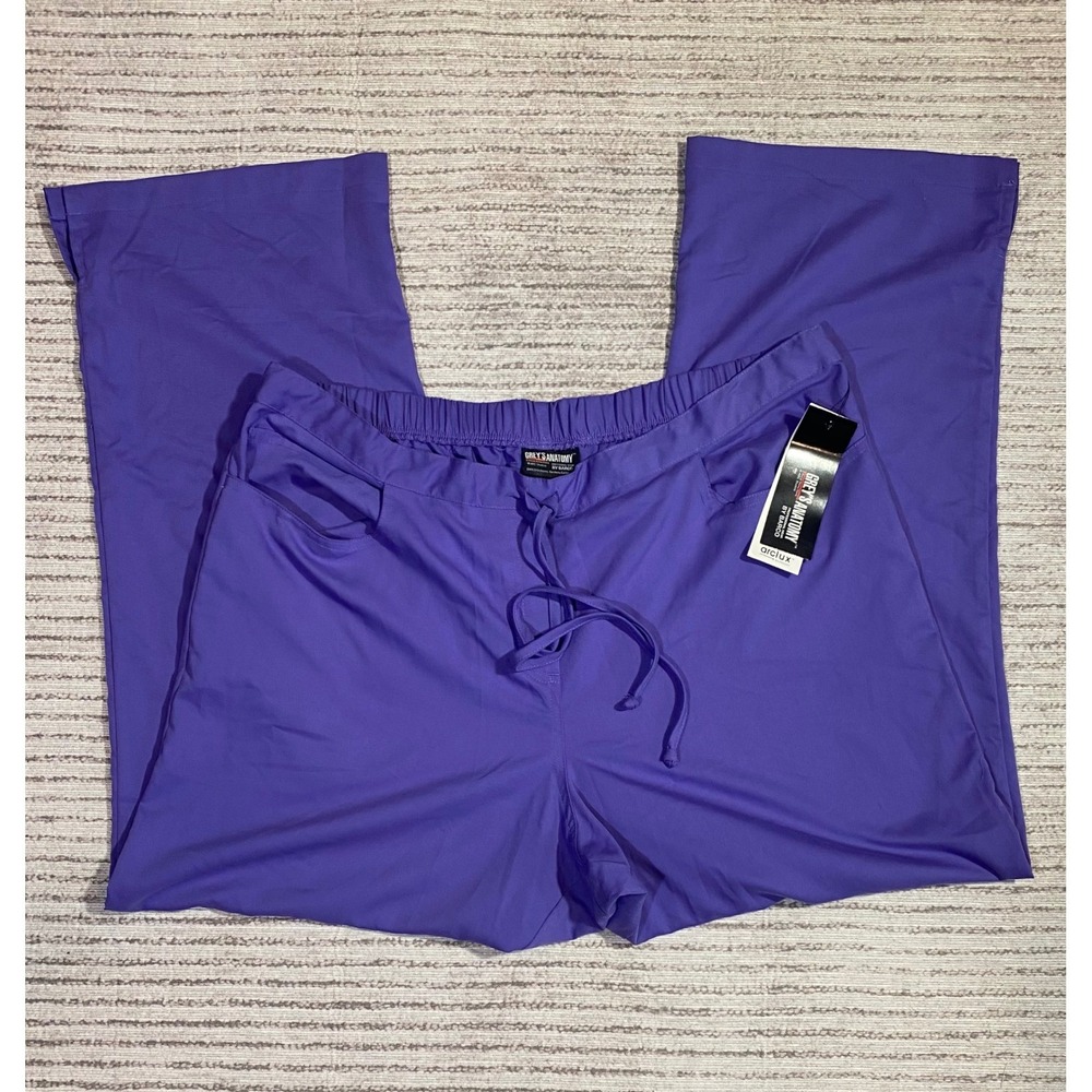 Greys Anatomy by Barco Purple Scrub Pants XL Drawstring Elastic Waist